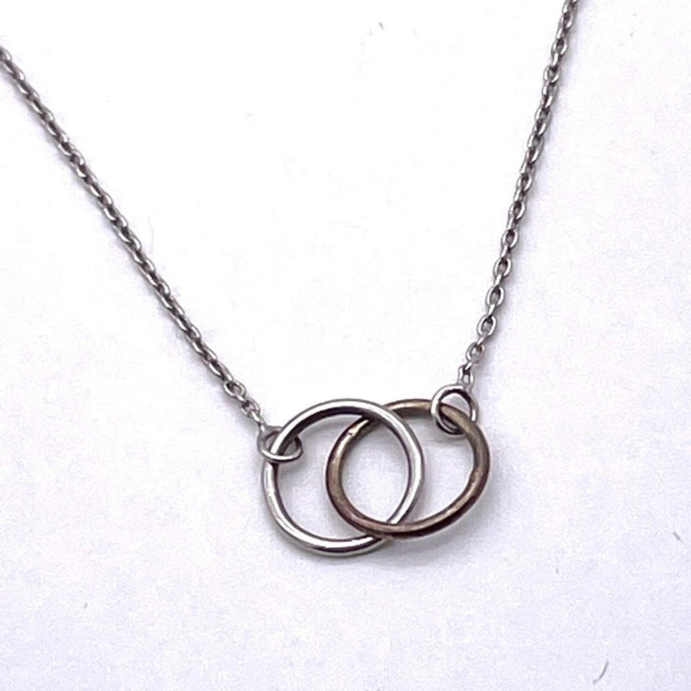 Sterling Forever Double Circle Linked Chain Neckl… - image 2
